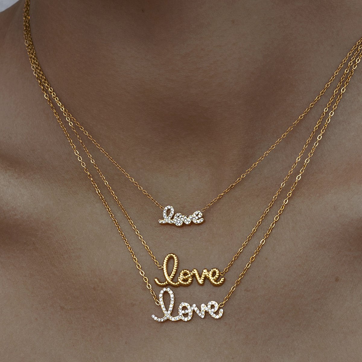 Letter Necklace High end Diamond Encrusted Clavicle Chain - 画像 (2)