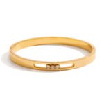 Gold Bangle Steel White Rhinestone