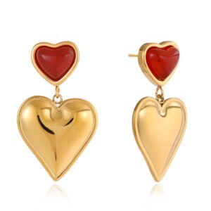 Stainless Steel Heart-Shaped Luxury Earrings