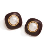 Style Boucles d'oreilles en acier inoxydable avec perles goutte à goutte