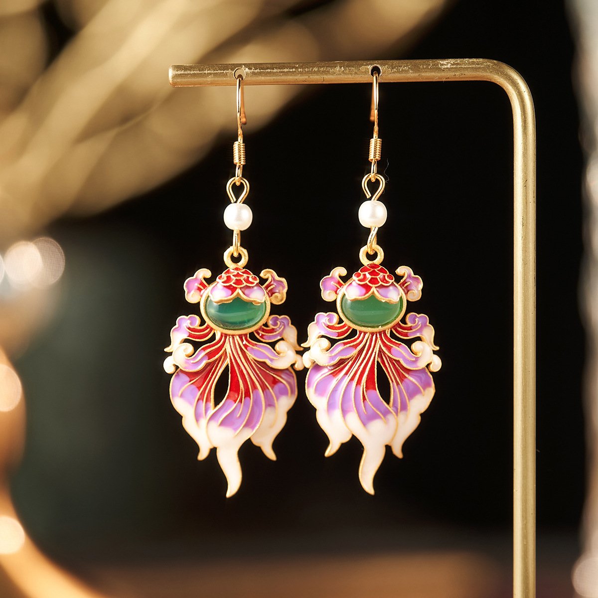 New Chinese Style Enamel Pearl Butterfly Long Earrings with 925 Sterling Silver Posts, Timeless Elegance - Image 6
