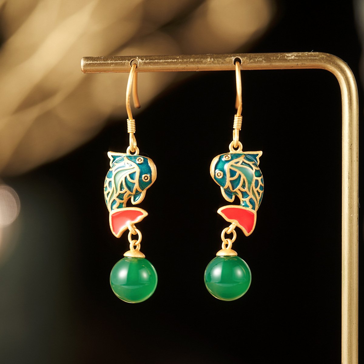 New Chinese Style Enamel Pearl Butterfly Long Earrings with 925 Sterling Silver Posts, Timeless Elegance - Image 2