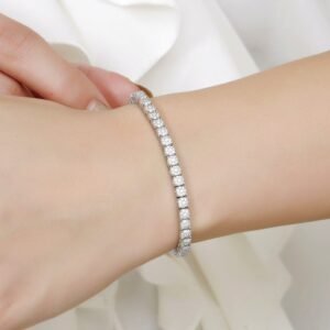 Women’s Zircon Single Row Tennis Bracelet – Full Pavé, Prong Set, Trendy Jewelry Wholesale