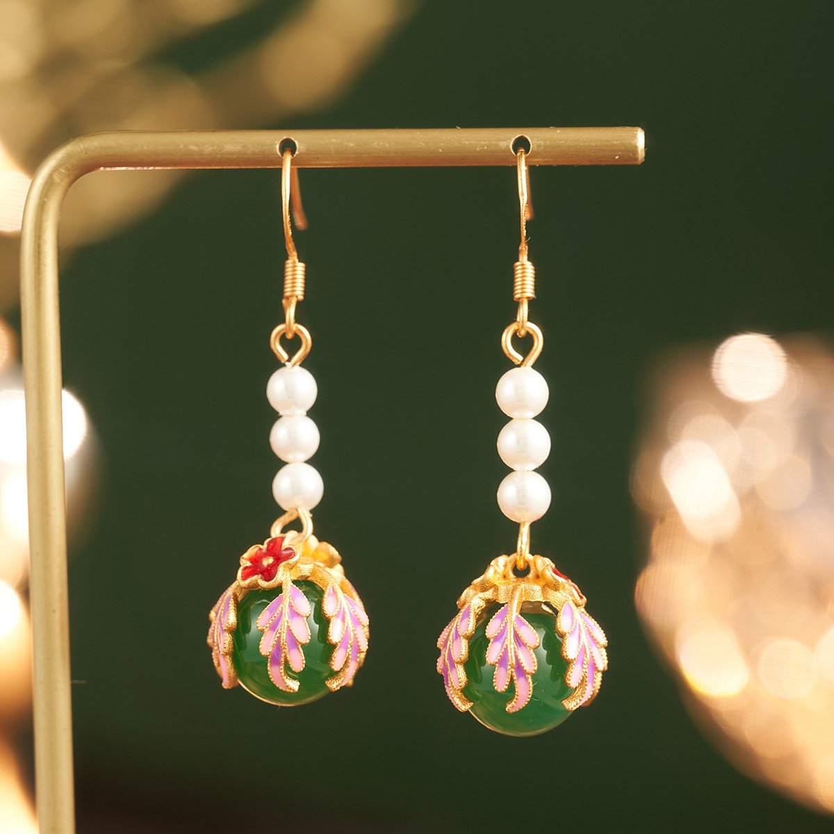 New Chinese Style Enamel Pearl Butterfly Long Earrings with 925 Sterling Silver Posts, Timeless Elegance - Image 13