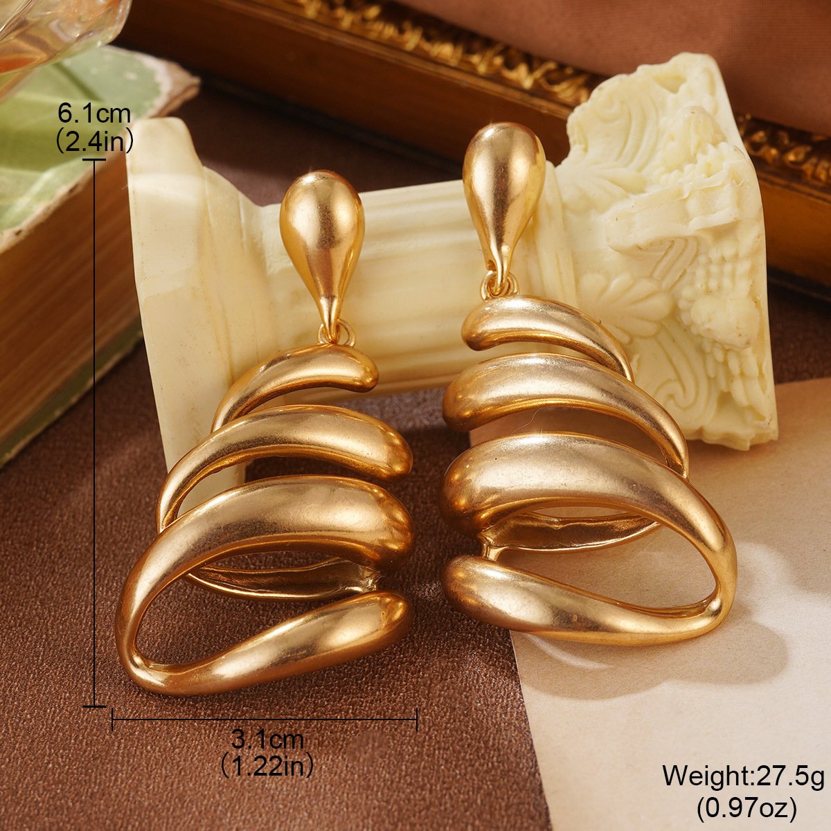 Retro Vintage Sterling Silver Post Earrings in Russian Gold Palace Style – Refined Luxury Aesthetic - Image 16