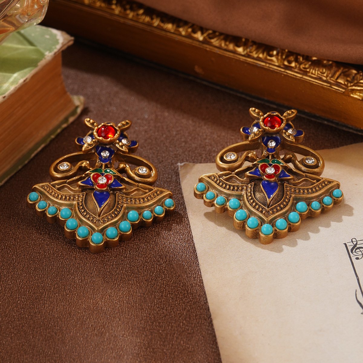 Retro Vintage Sterling Silver Post Earrings in Russian Gold Palace Style – Refined Luxury Aesthetic - Image 5