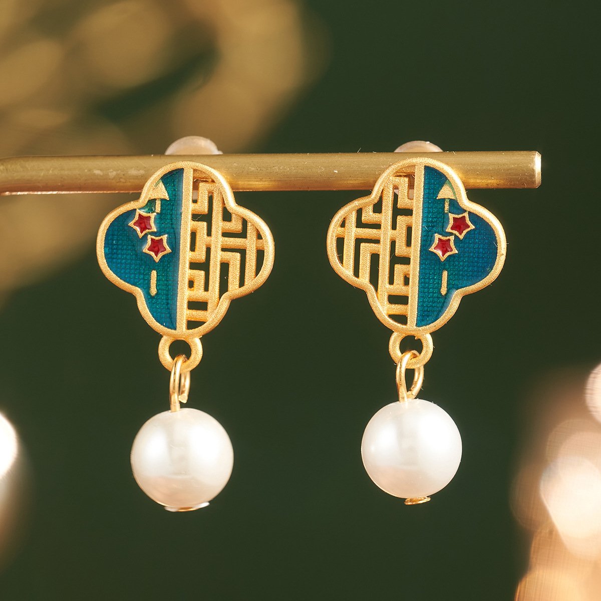 New Chinese Style Enamel Pearl Butterfly Long Earrings with 925 Sterling Silver Posts, Timeless Elegance - Image 9