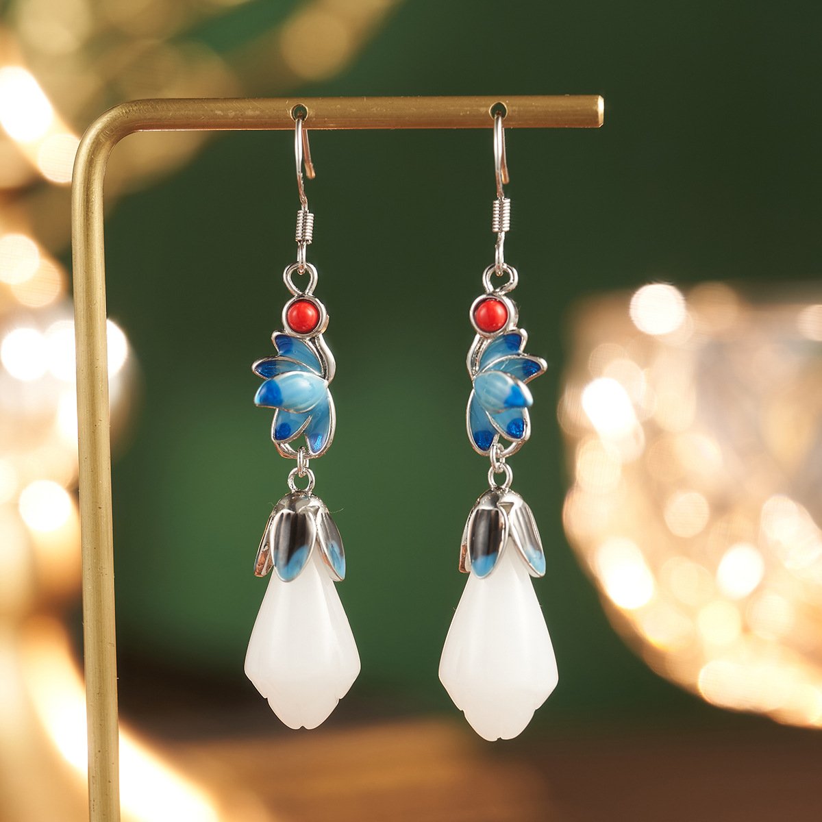 New Chinese Style Enamel Pearl Butterfly Long Earrings with 925 Sterling Silver Posts, Timeless Elegance - Image 14
