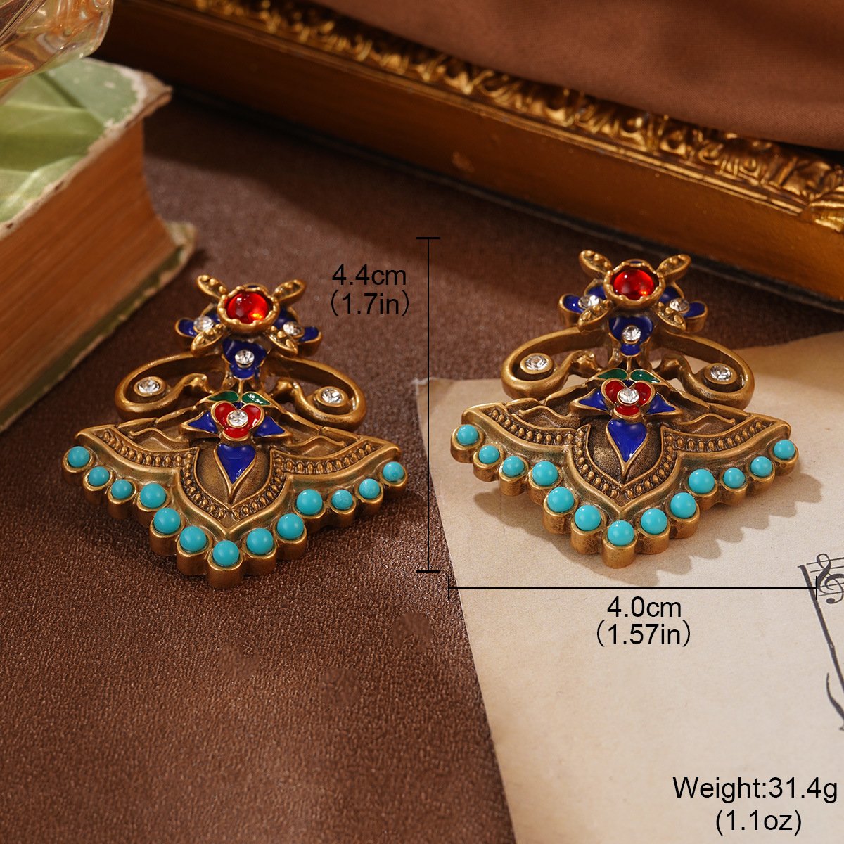 Retro Vintage Sterling Silver Post Earrings in Russian Gold Palace Style – Refined Luxury Aesthetic - Image 15